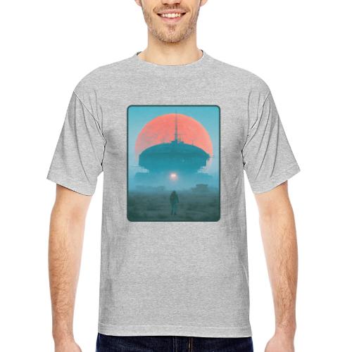 Astronaut Alien Outpost Design - Bayside Unisex Heavyweight USA Made T-Shirt