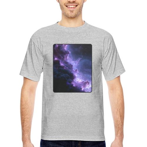 Purple Nebula Space Design - Bayside Unisex Heavyweight USA Made T-Shirt