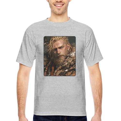 Battle-Scarred Viking Warrior - Bayside Unisex Heavyweight USA Made T-Shirt