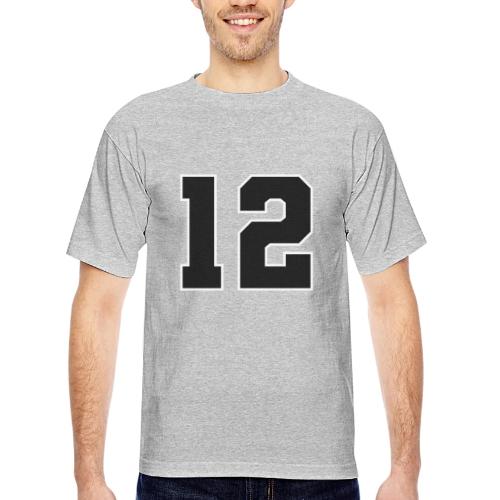 Varsity Number 12 Sports Design - Bayside Unisex Heavyweight USA Made T-Shirt
