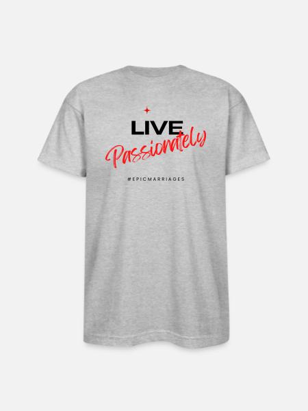 Live Passionately - Bayside Unisex Heavyweight USA Made T-Shirt - heather gray