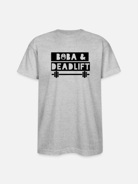 boba and deadlift - Bayside Unisex Heavyweight USA Made T-Shirt - heather gray