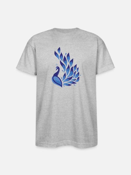 Peacock - Bayside Unisex Heavyweight USA Made T-Shirt - heather gray