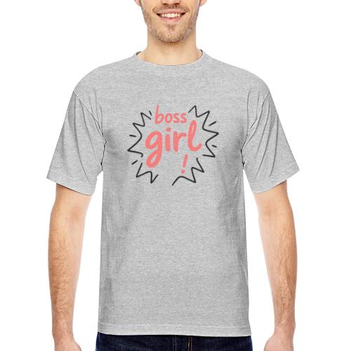 Boss Girl Bold Feminist Statement - Bayside Unisex Heavyweight USA Made T-Shirt