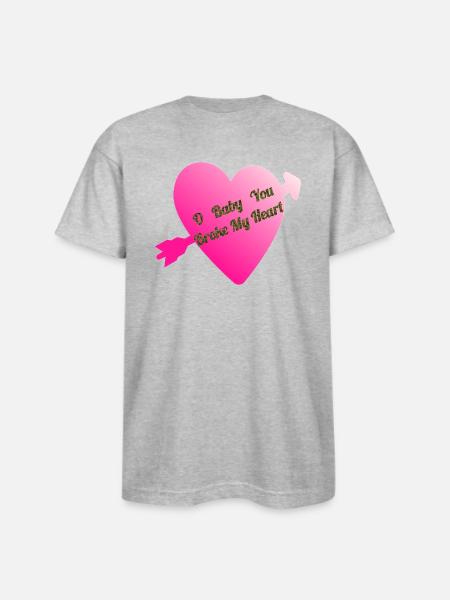 Broken Heart - Bayside Unisex Heavyweight USA Made T-Shirt - heather gray