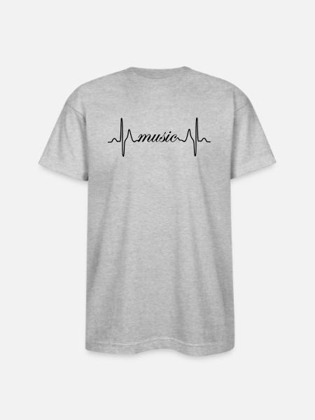 Music ECG heartbeat - Bayside Unisex Heavyweight USA Made T-Shirt - heather gray