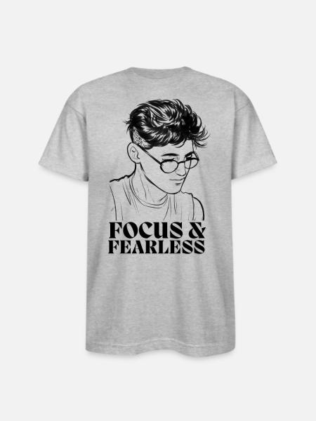 Focus and Fearless - Bayside Unisex Heavyweight USA Made T-Shirt - heather gray