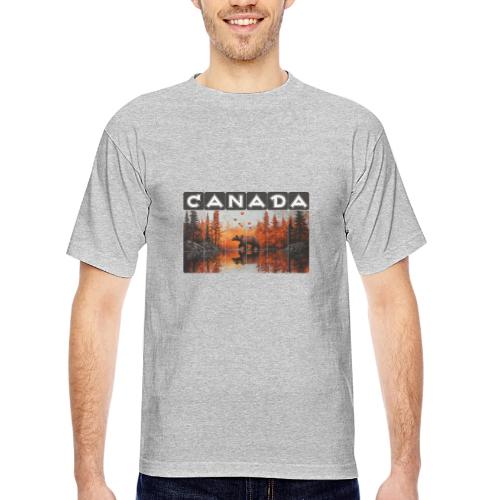 Canada Wilderness Art - Bayside Unisex Heavyweight USA Made T-Shirt