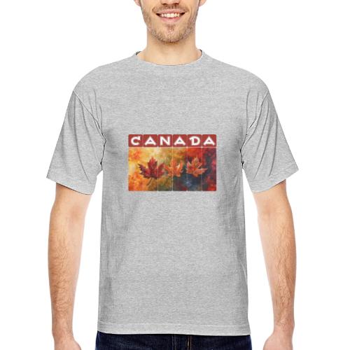 Painted Canada Leaves - Bayside Unisex Heavyweight USA Made T-Shirt