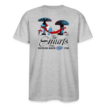 Schtroumpfs Design Rétro Avec Schtroumpf Endormi - T-shirt épais Bayside fabriqué aux É.-U. Unisexe - gris chiné - Devant - Anthony (185cm)