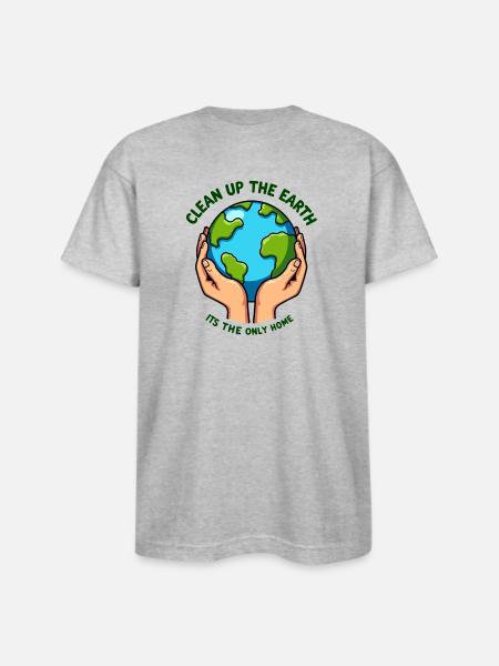 Clean Up the Earth - Bayside Unisex Heavyweight USA Made T-Shirt - heather gray