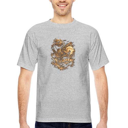 Pit Bull Howling Moon Fantasy Forest Tee - Bayside Unisex Heavyweight USA Made T-Shirt