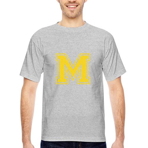 Letter M – Capital Athletic Alphabet Monogram - Bayside Unisex Heavyweight USA Made T-Shirt