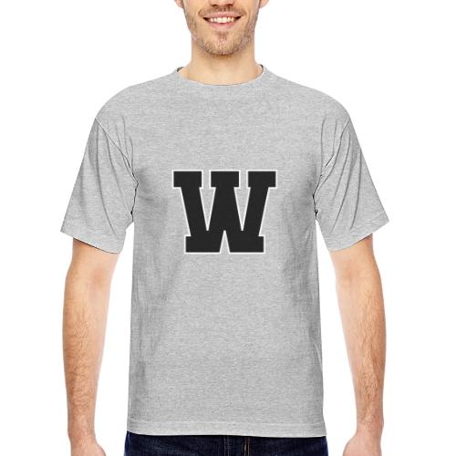 Varsity Letter W Collegiate Font Design - Bayside Unisex Heavyweight USA Made T-Shirt