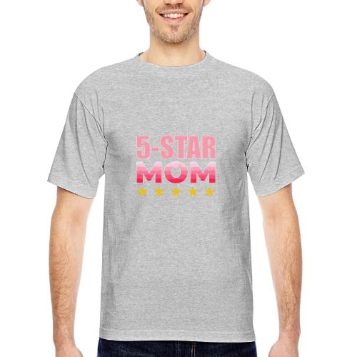 Five Stars Mom - Bayside Unisex Heavyweight USA Made T-Shirt