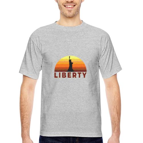 USA: Sunset Liberty Bold - Bayside Unisex Heavyweight USA Made T-Shirt