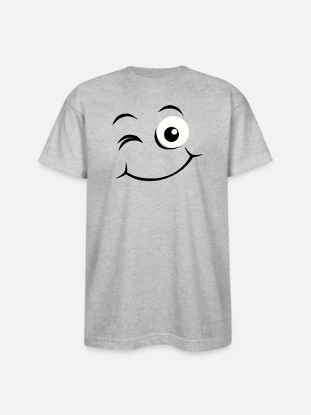 Happy face - Bayside Unisex Heavyweight USA Made T-Shirt - heather gray