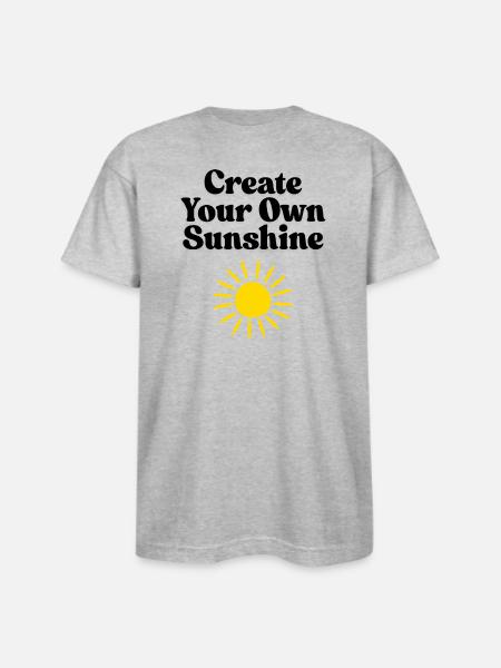 Vivid Sunburst Emblem Design - Bayside Unisex Heavyweight USA Made T-Shirt - heather gray