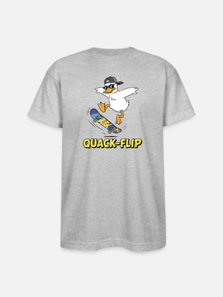 Funny Duck Skater - Bayside Unisex Heavyweight USA Made T-Shirt - heather gray