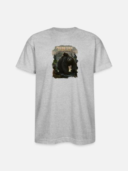 Prehistoric National Park - Giant Sloths - Bayside Unisex Heavyweight USA Made T-Shirt - heather gray