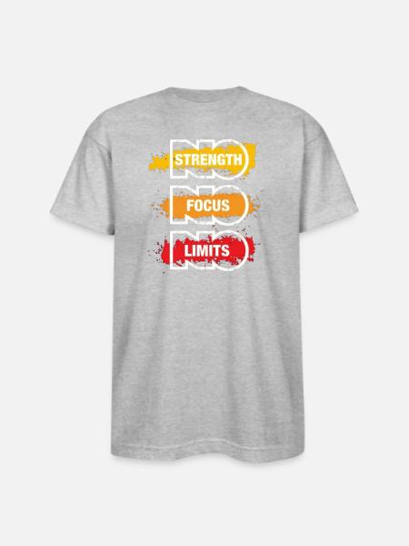 No Limits: Strength Focus - Bayside Unisex Heavyweight USA Made T-Shirt - heather gray