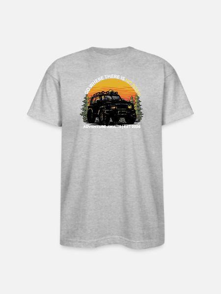 GO_WHERE_THERE_IS NO ROAD - Bayside Unisex Heavyweight USA Made T-Shirt - heather gray