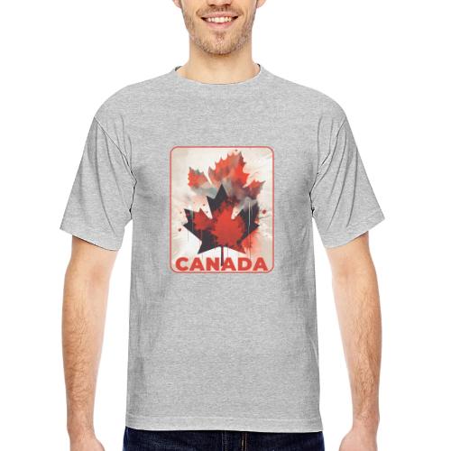 Canada Inked Leaf - Bayside Unisex Heavyweight USA Made T-Shirt