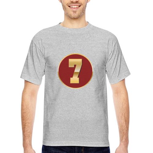 Number 7 in Gold Varsity Font - Bayside Unisex Heavyweight USA Made T-Shirt