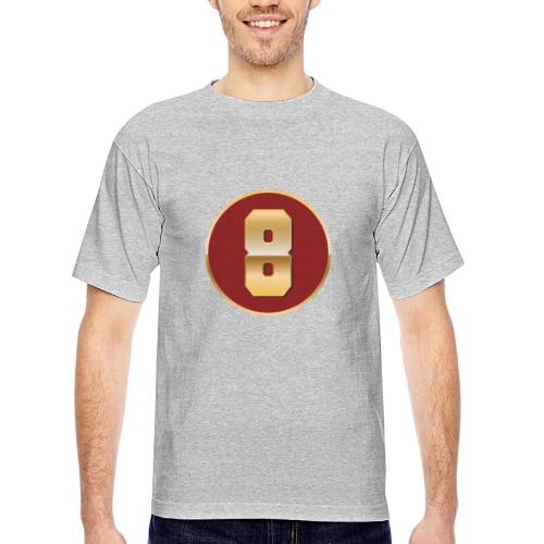 Number 8 in Gold Varsity Font - Bayside Unisex Heavyweight USA Made T-Shirt
