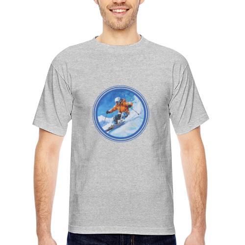 Skiing: On the Edge - Bayside Unisex Heavyweight USA Made T-Shirt