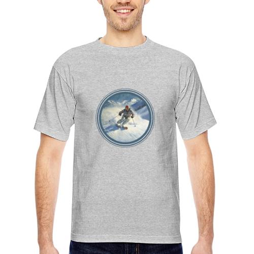 Skiing Power Moves - Bayside Unisex Heavyweight USA Made T-Shirt