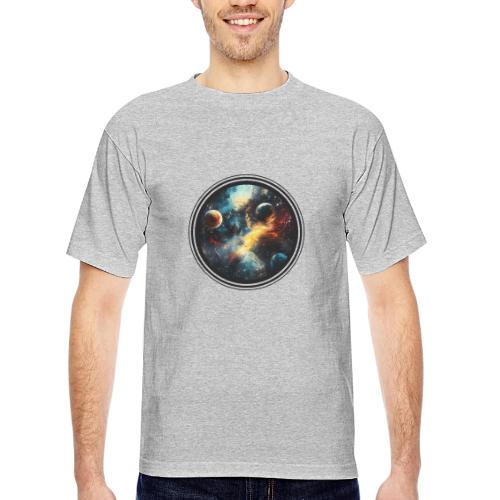 Painted Cosmos of Planets - Bayside Unisex Heavyweight USA Made T-Shirt