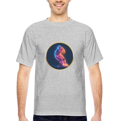 Hockey: Neon Hockey Sketch - Bayside Unisex Heavyweight USA Made T-Shirt