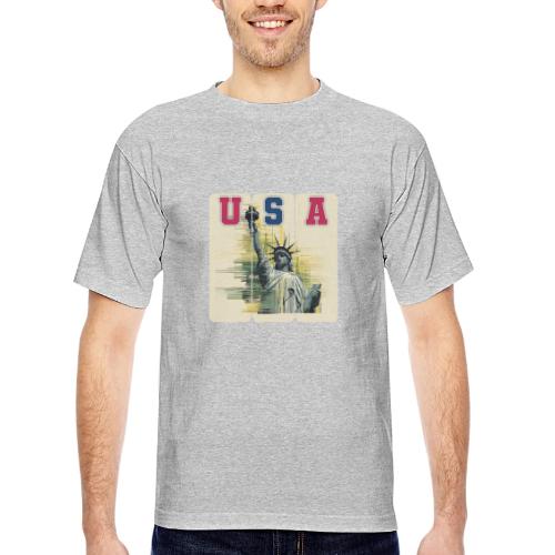 Art illustration of the Statue of Liberty - Bayside Unisex Heavyweight USA Made T-Shirt