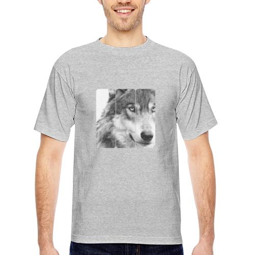 Wolf Face Triptych: Silent Alpha - Bayside Unisex Heavyweight USA Made T-Shirt