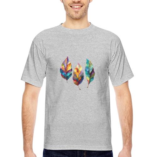 Art: Colorful Leaf Harmony - Bayside Unisex Heavyweight USA Made T-Shirt