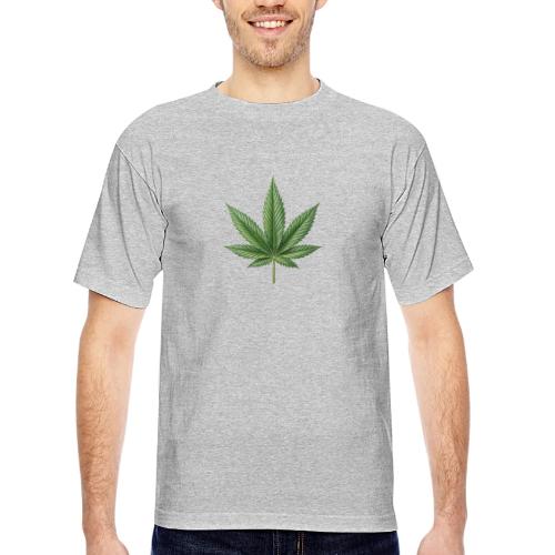 Cannabis Leaf - Bayside Unisex Heavyweight USA Made T-Shirt