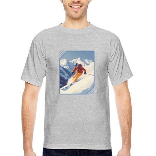 Mountain Skiing Vibes - Bayside Unisex Heavyweight USA Made T-Shirt