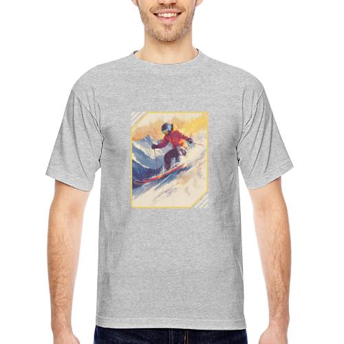 Skiing Through Snow Dreams - Bayside Unisex Heavyweight USA Made T-Shirt