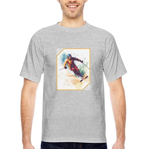 Winter Skiing Escape - Bayside Unisex Heavyweight USA Made T-Shirt
