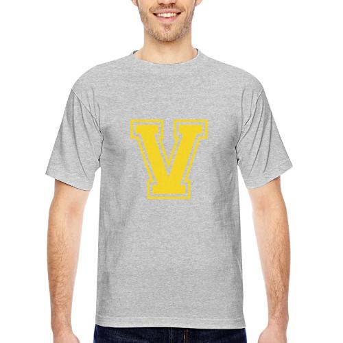 Letter V – Capital Athletic Alphabet Monogram - Bayside Unisex Heavyweight USA Made T-Shirt