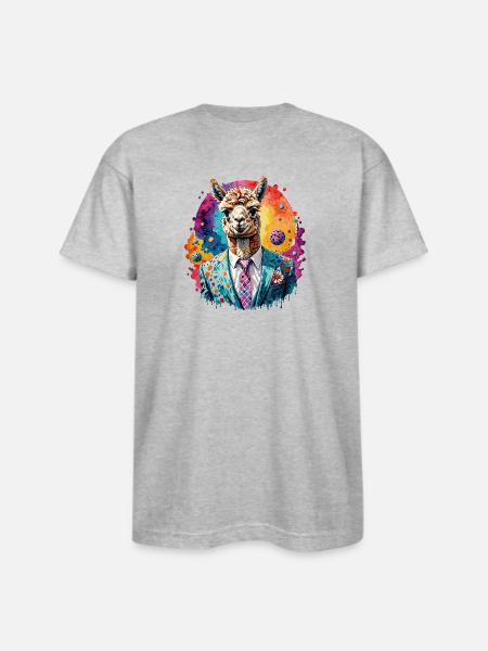 Alpaca in suit - Bayside Unisex Heavyweight USA Made T-Shirt - heather gray