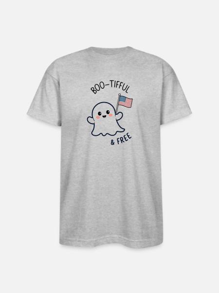Ghost - 4th of july - Bayside Unisex Heavyweight USA Made T-Shirt - heather gray