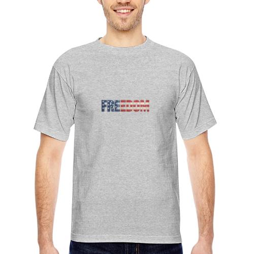 Freedom American Flag Distressed Patriotic Shirt - Bayside Unisex Heavyweight USA Made T-Shirt