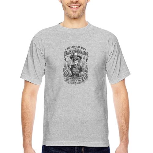 Chaos Coordinator Mom Skeleton Cowgirl - Bayside Unisex Heavyweight USA Made T-Shirt