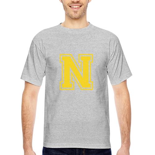 Letter N – Capital Athletic Alphabet Monogram - Bayside Unisex Heavyweight USA Made T-Shirt