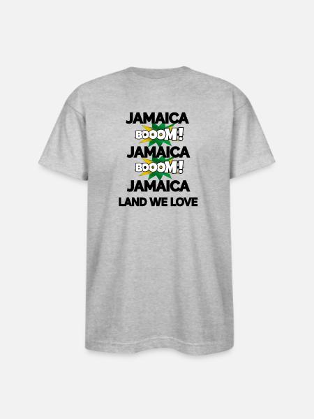 Jamaica Boom v2 - Bayside Unisex Heavyweight USA Made T-Shirt - heather gray