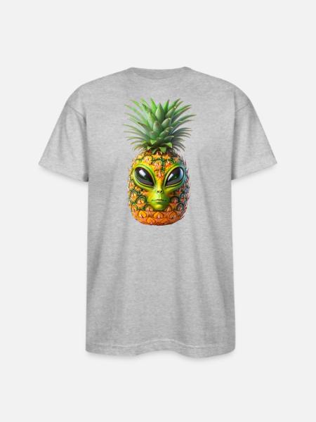 Alien Pineapple - Bayside Unisex Heavyweight USA Made T-Shirt - heather gray