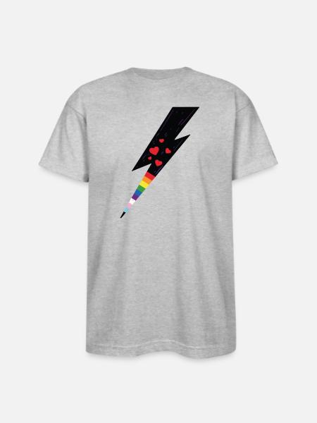Pride Lightning - Bayside Unisex Heavyweight USA Made T-Shirt - heather gray