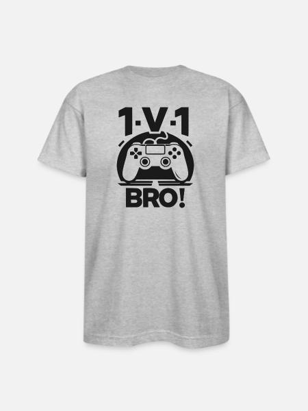 1v1 Bro - Bayside Unisex Heavyweight USA Made T-Shirt - heather gray
